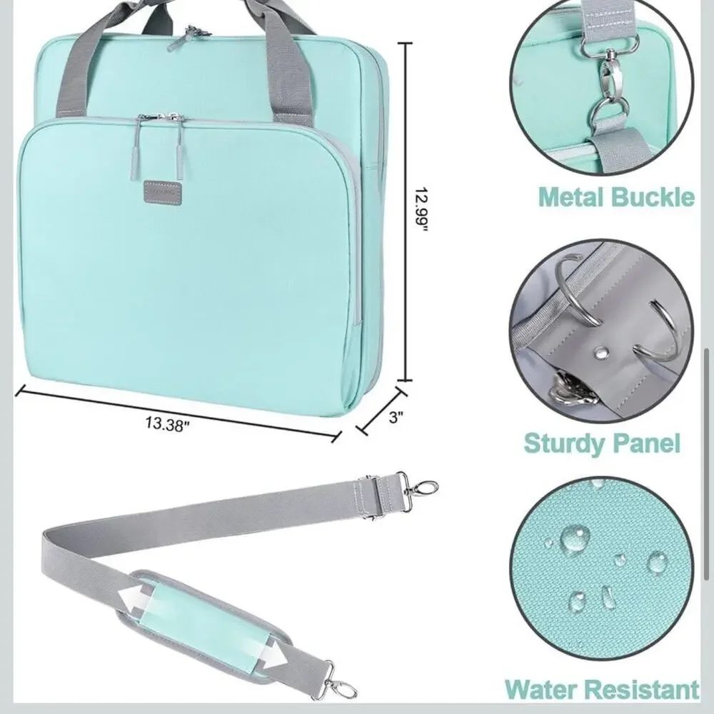 Losong 3 Ring Zipper Binder 2 Inch 500‎ Sheets Capacity Long Strap Mint Green